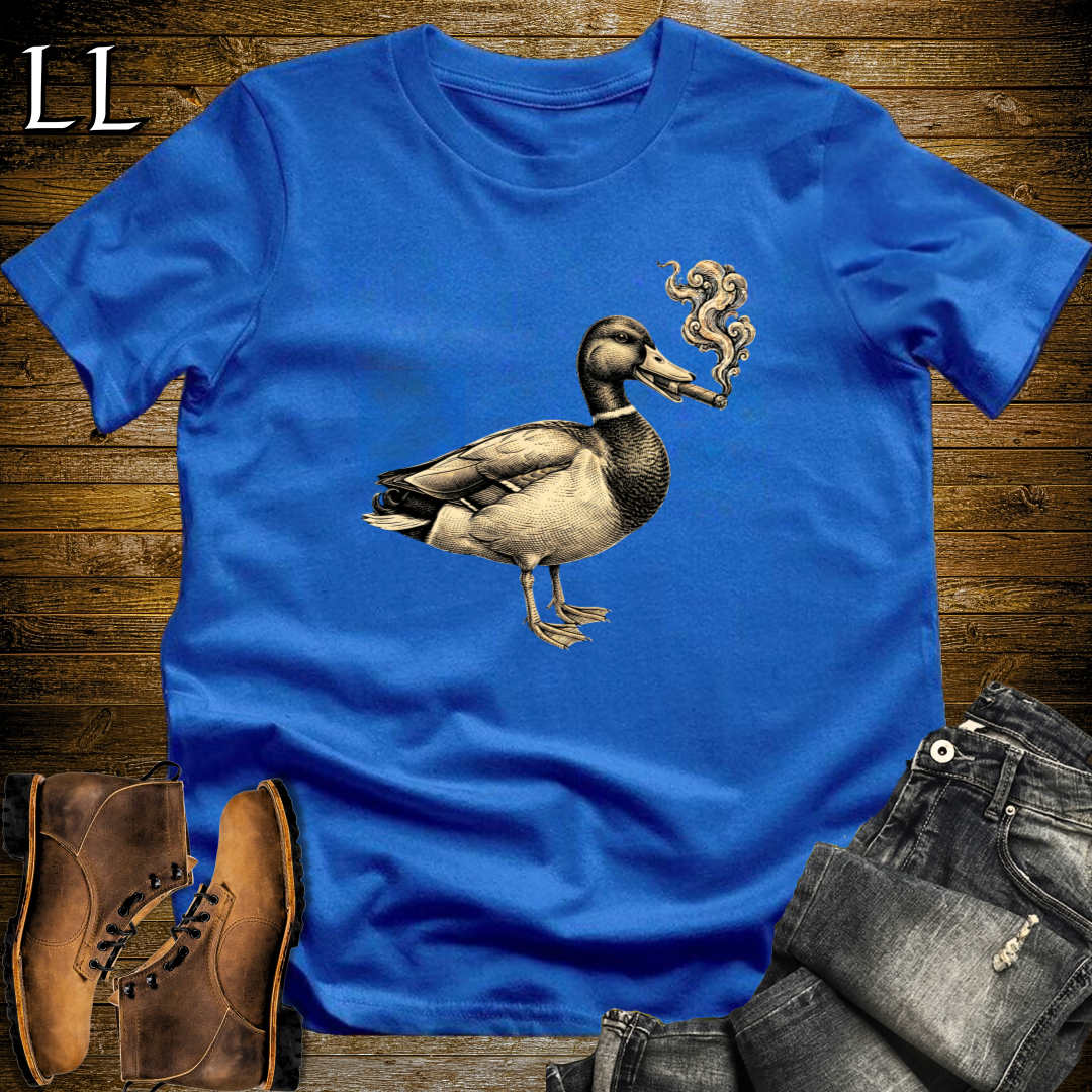Vintage Cigar Mallard Duck T-Shirt Royal Blue | Cigar Lover Tee