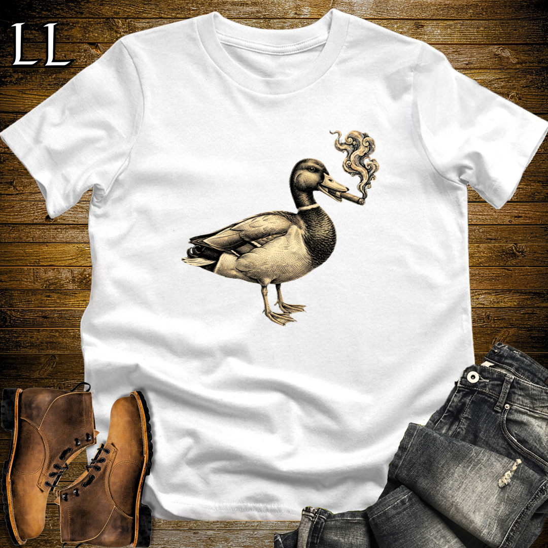 Vintage Cigar Mallard Duck T-Shirt White | Cigar Lover Tee