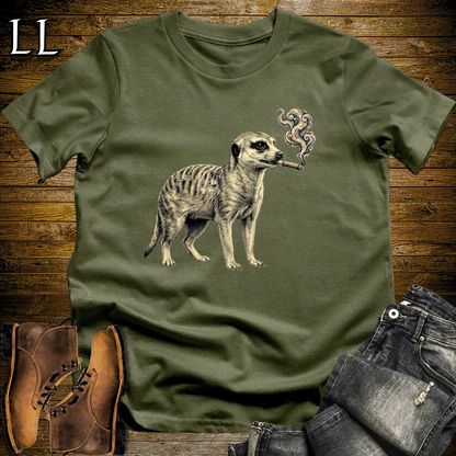 Vintage Cigar Meerkat T-Shirt Military Green | Cigar Lover Gift Tee
