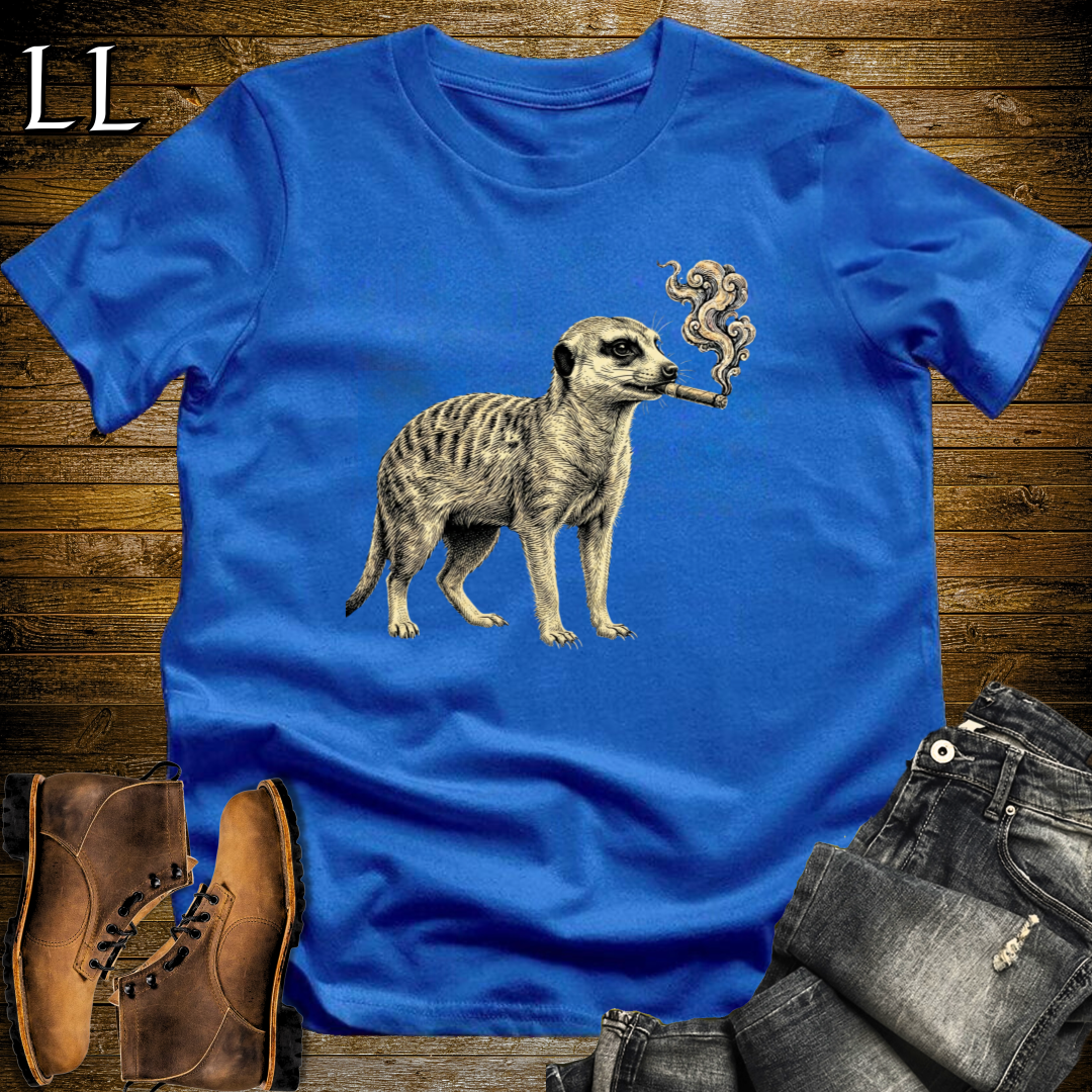 Vintage Cigar Meerkat T-Shirt Royal Blue | Cigar Lover Gift Tee