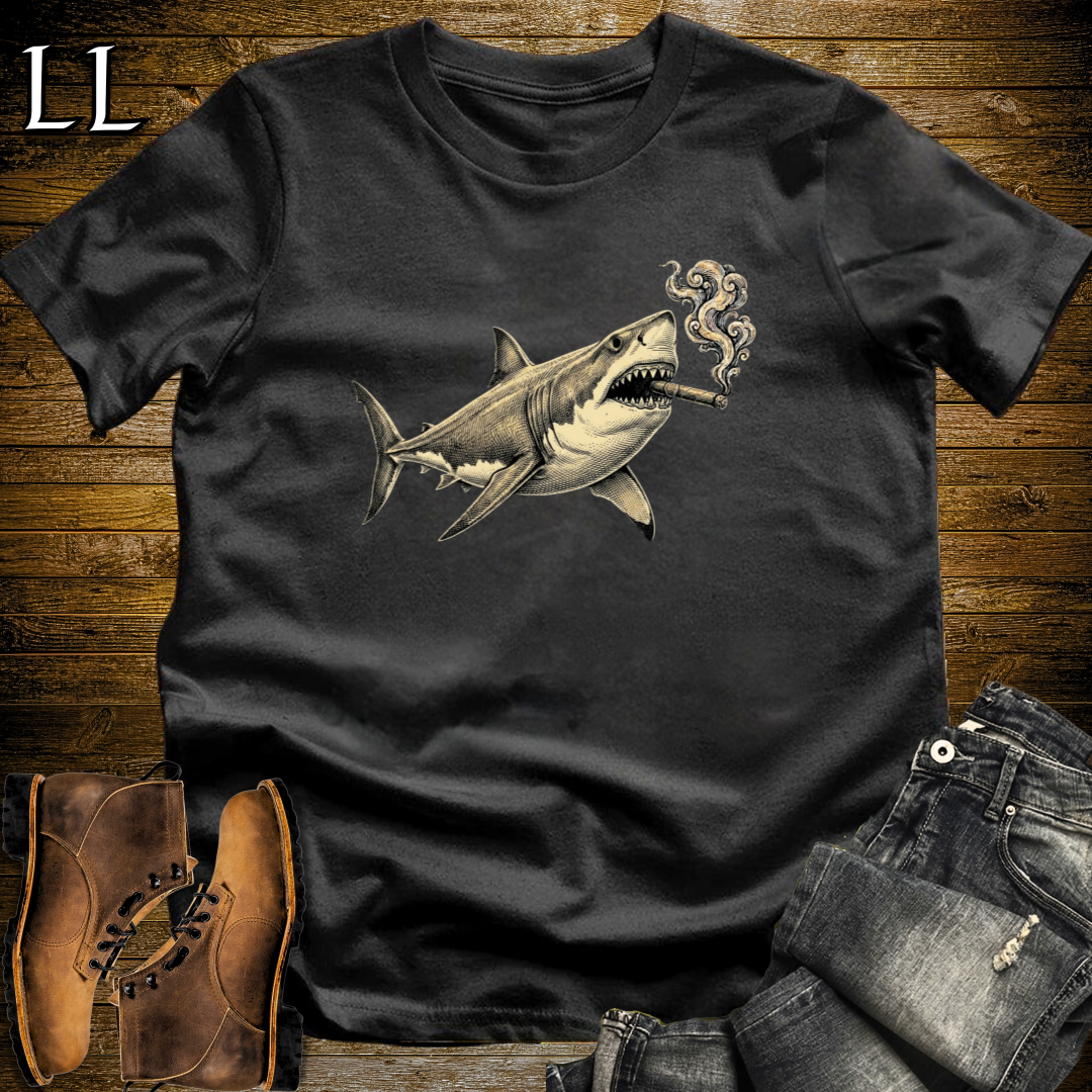 Vintage Cigar Megalodon T-Shirt Black | Cigar Lover Tee