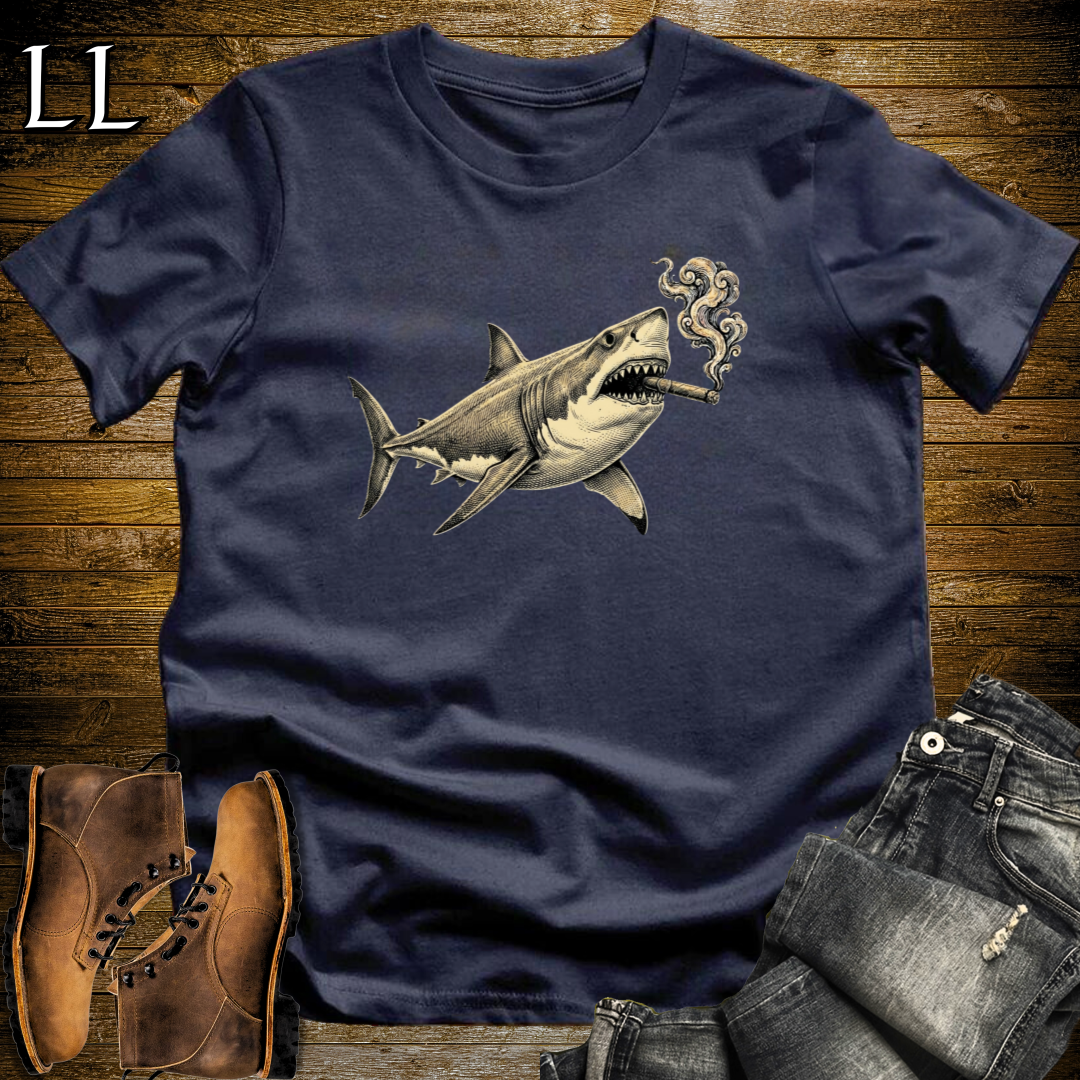 Vintage Cigar Megalodon T-Shirt Navy | Cigar Lover Tee
