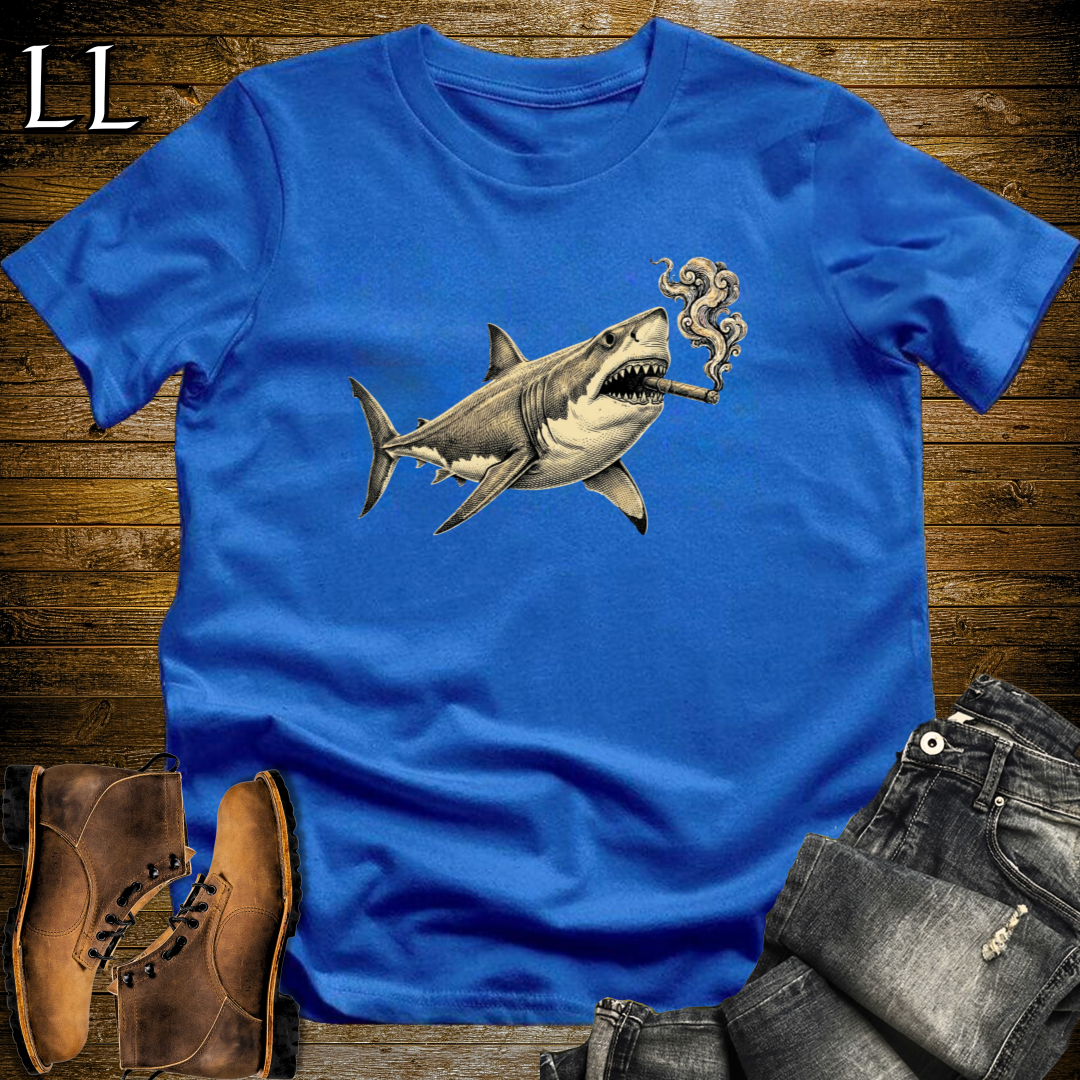 Vintage Cigar Megalodon T-Shirt Royal Blue | Cigar Lover Tee