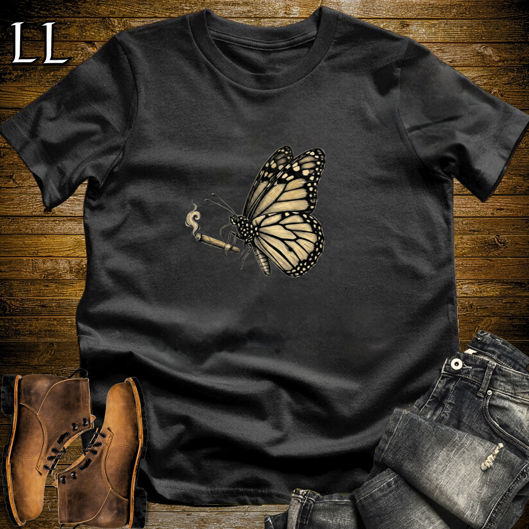 Vintage Cigar Monarch Butterfly T-Shirt Black | Cigar Lover Gift Tee