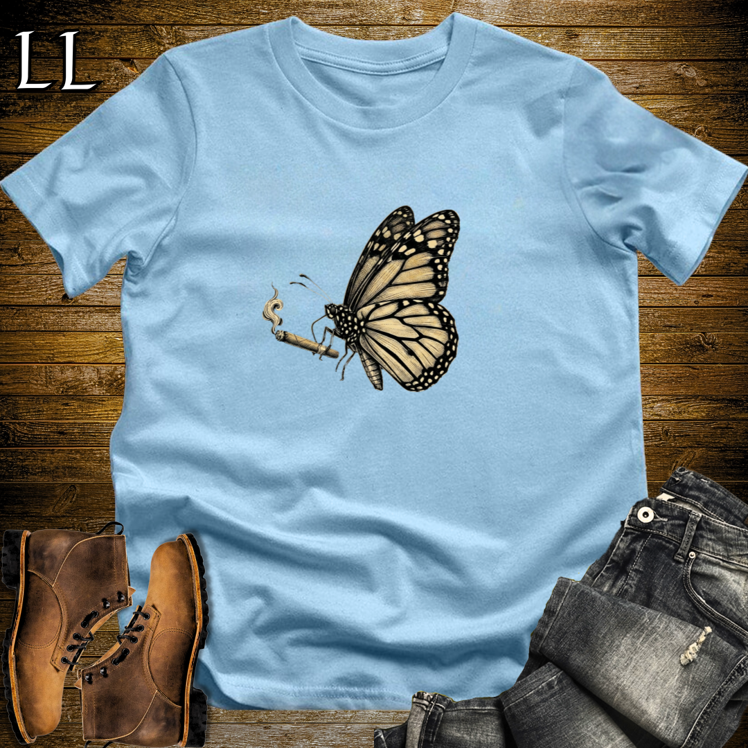 Vintage Cigar Monarch Butterfly T-Shirt Light Blue | Cigar Lover Gift Tee