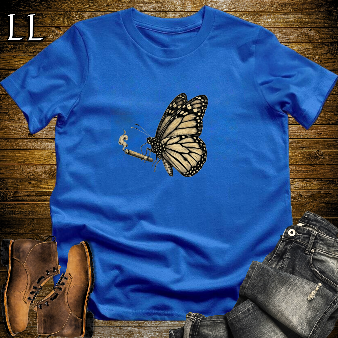 Vintage Cigar Monarch Butterfly T-Shirt Royal Blue | Cigar Lover Gift Tee