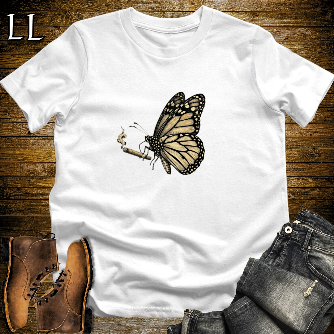 Vintage Cigar Monarch Butterfly T-Shirt White | Cigar Lover Gift Tee