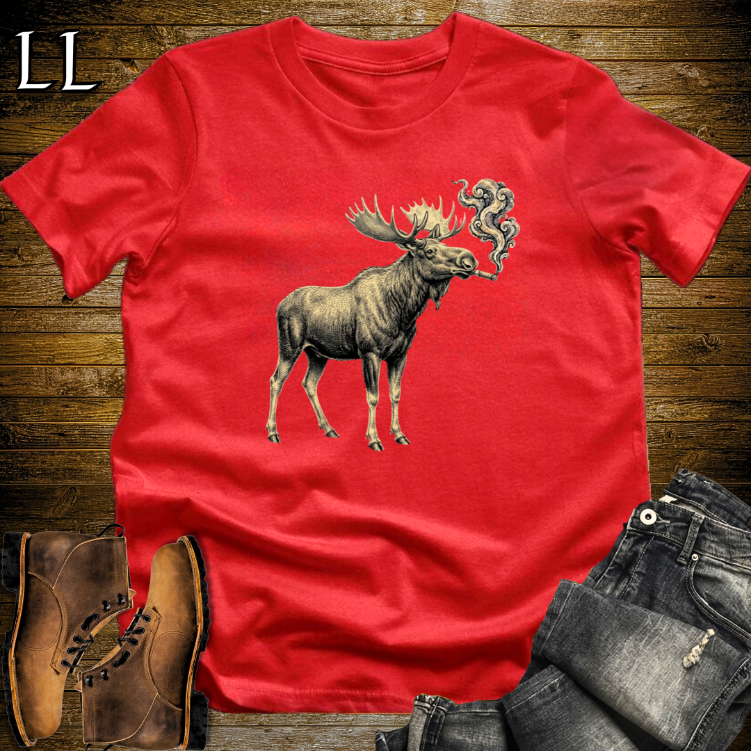 Vintage Cigar Moose T-Shirt Red | Funny Moose Cigar Gift Tee