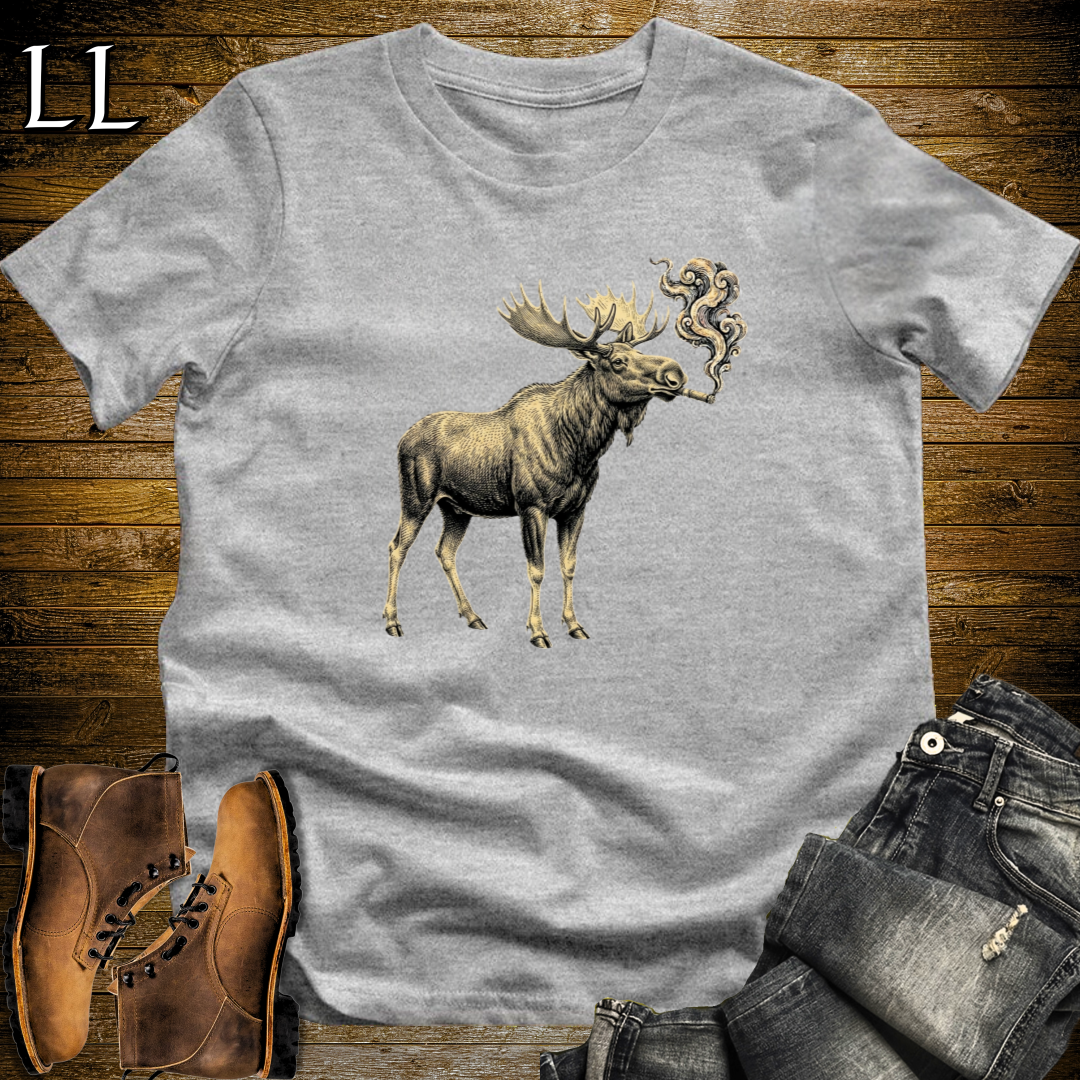 Vintage Cigar Moose T-Shirt Sport Grey | Funny Moose Cigar Gift Tee