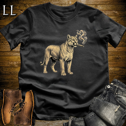 Vintage Cigar Mountain Lion T-Shirt Black | Cigar Lover Shirt