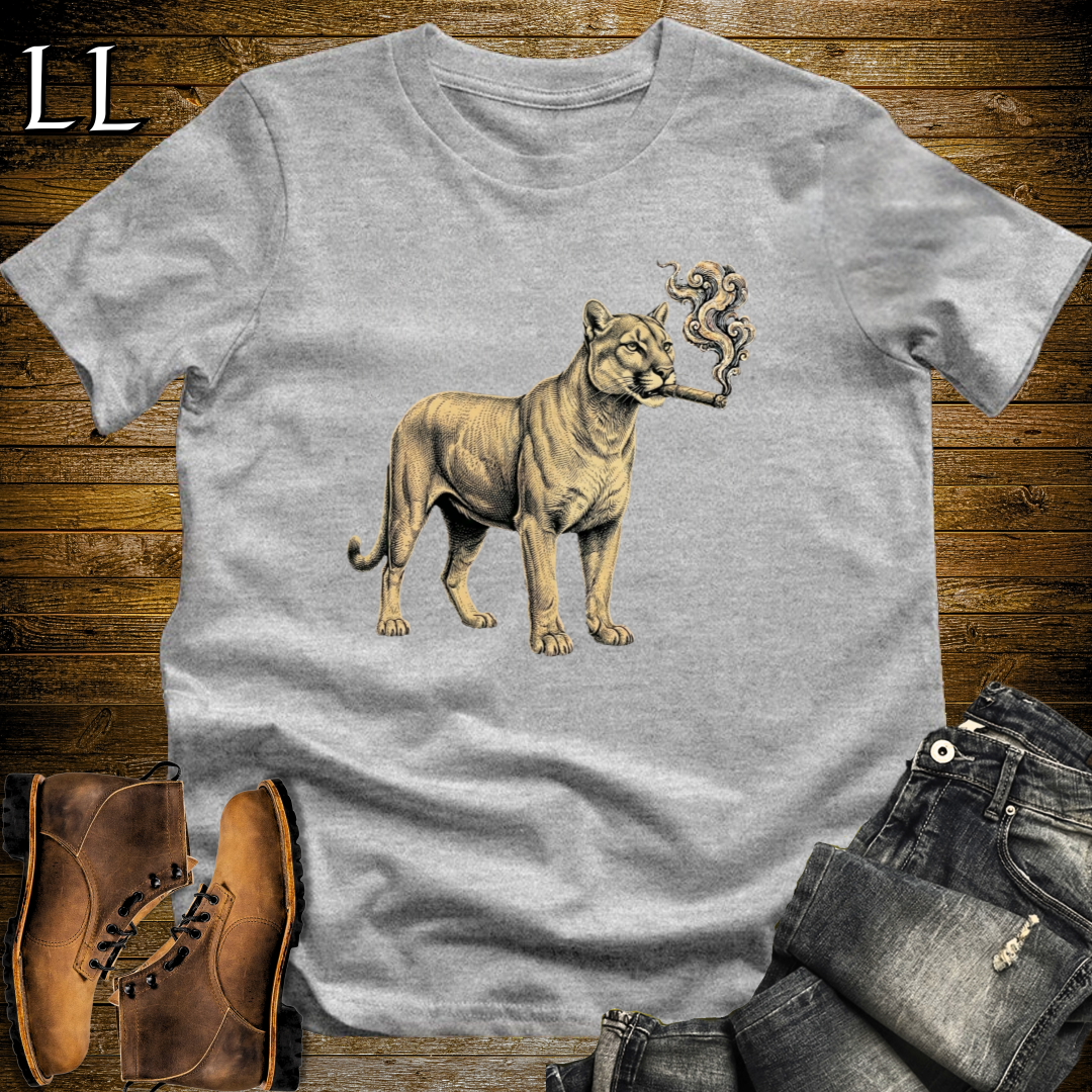 Vintage Cigar Mountain Lion T-Shirt Sport Grey | Cigar Lover Shirt