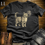 Vintage Cigar Munchkin Cat T-Shirt Black | Cat Lover Gift