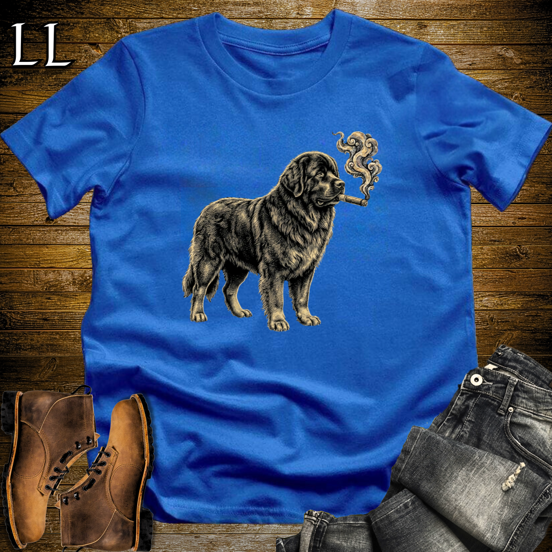 Vintage Cigar Newfoundland T-Shirt Royal Blue | Dog Lover Gift Tee