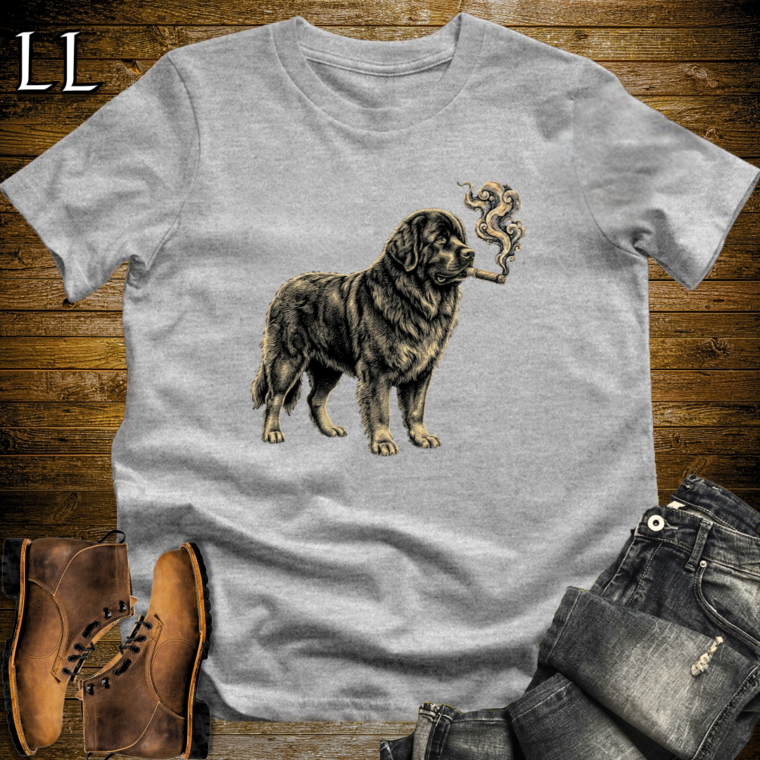 Vintage Cigar Newfoundland T-Shirt Sport Grey | Dog Lover Gift Tee