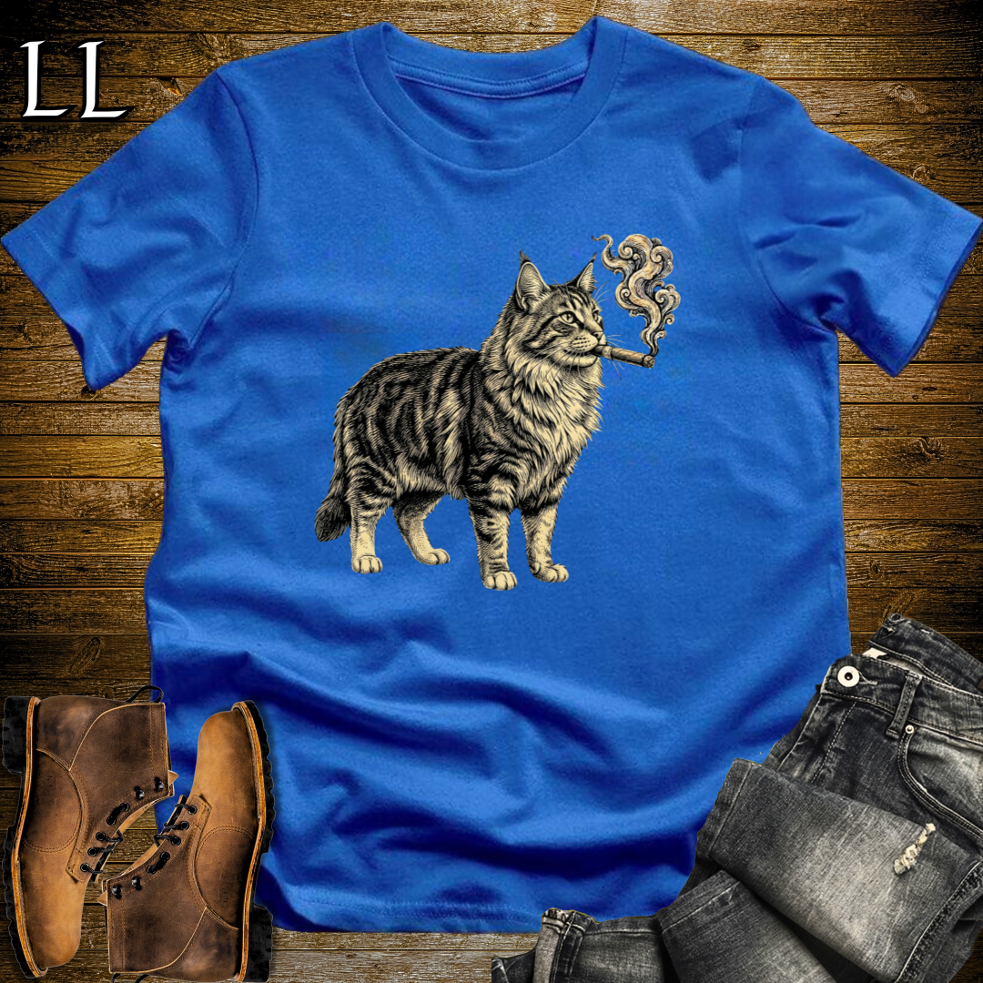 Vintage Cigar Norwegian Forest Cat T-Shirt Royal Blue | Cat Lover Gift Tee