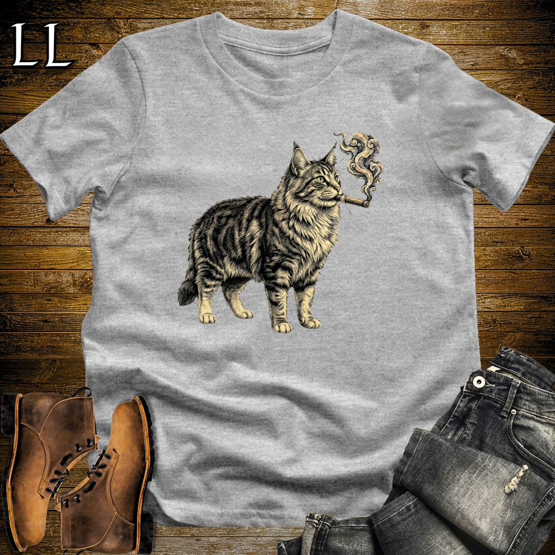 Vintage Cigar Norwegian Forest Cat T-Shirt Sport Grey | Cat Lover Gift Tee