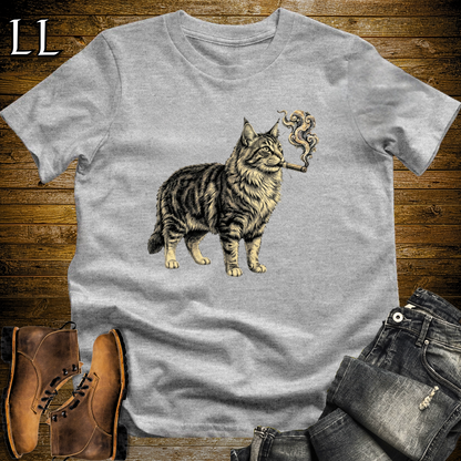 Vintage Cigar Norwegian Forest Cat T-Shirt Sport Grey | Cat Lover Gift Tee