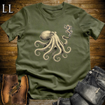 Vintage Cigar Octopus T-Shirt Military Green | Vintage Cigar Lover Tee