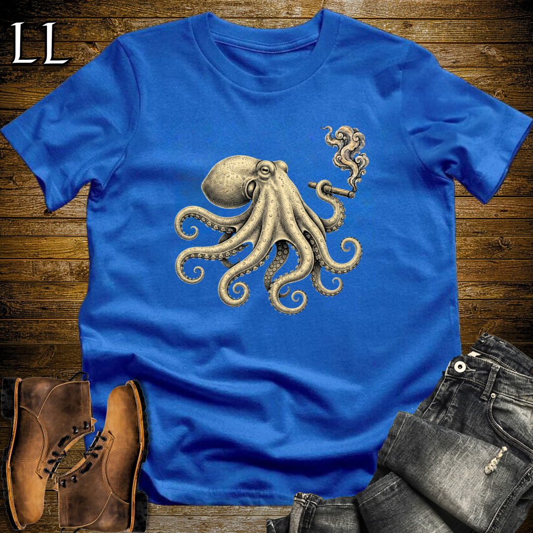 Vintage Cigar Octopus T-Shirt Royal Blue | Vintage Cigar Lover Tee