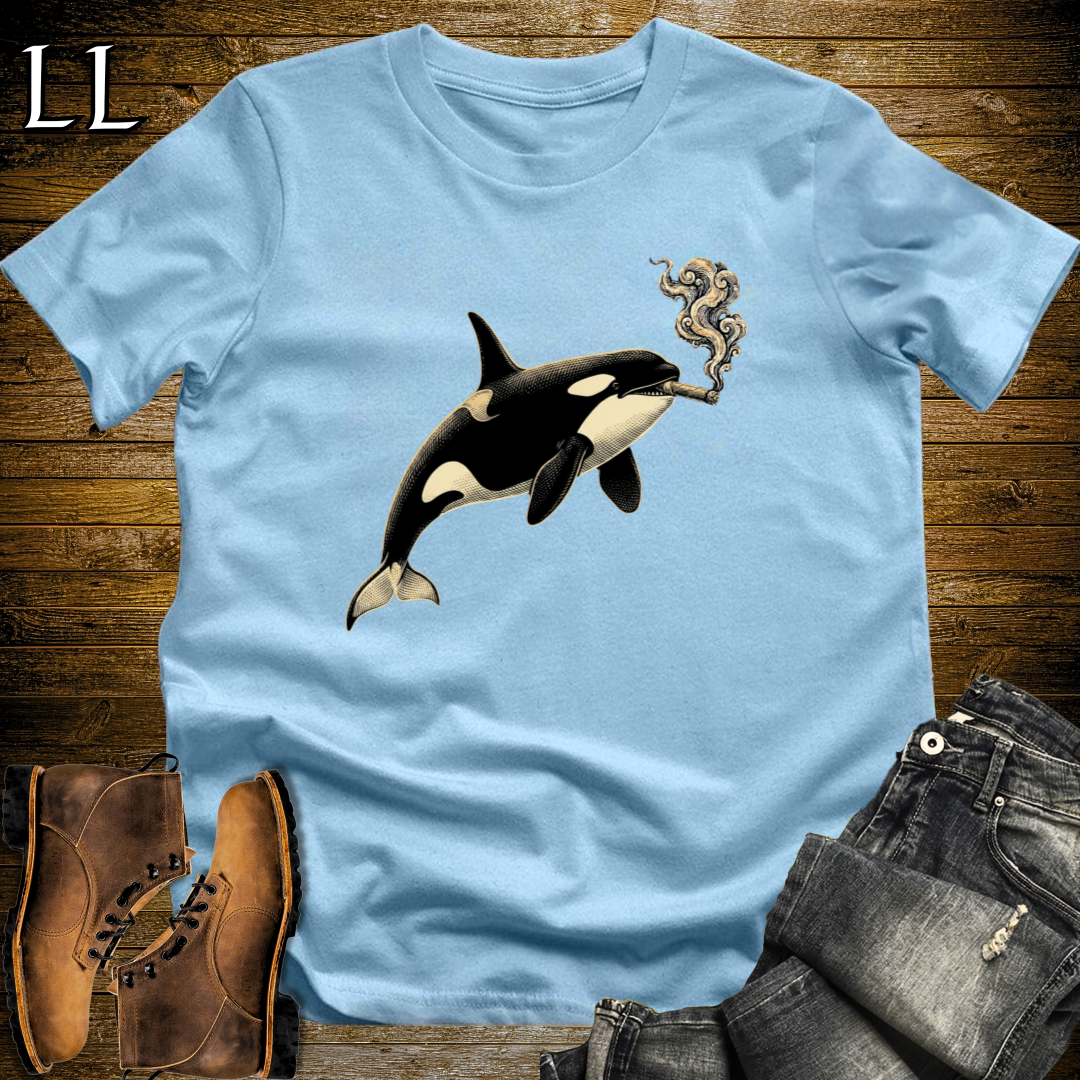 Vintage Cigar Orca T-Shirt Light Blue | Vintage Cigar Lover Tee
