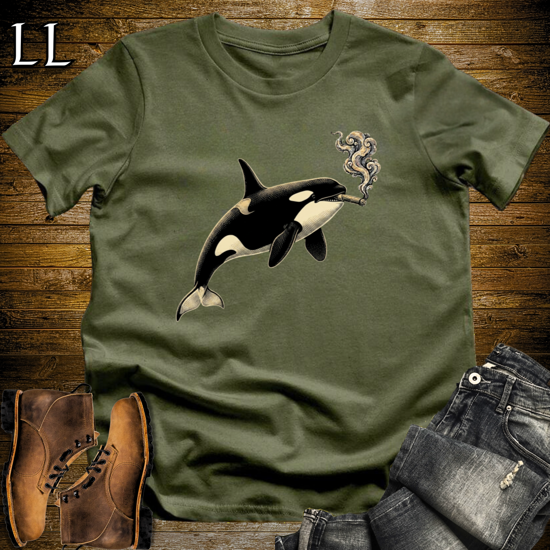 Vintage Cigar Orca T-Shirt Military Green | Vintage Cigar Lover Tee