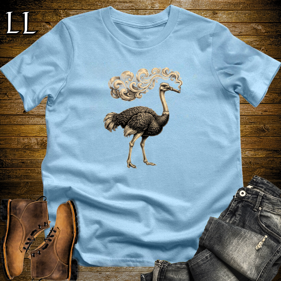 Vintage Cigar Ostrich T-Shirt Light Blue | Cigar Lover Gift Tee
