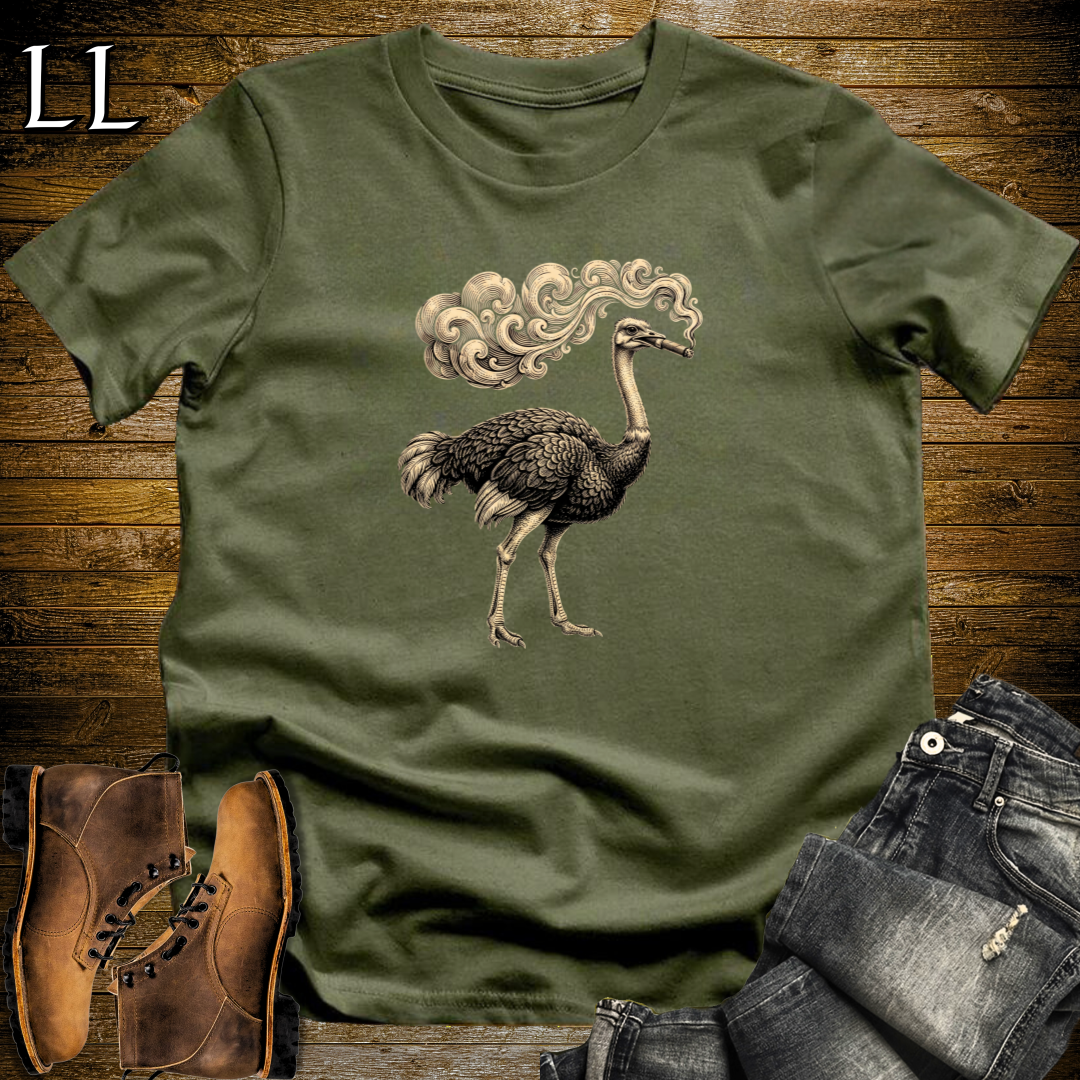 Vintage Cigar Ostrich T-Shirt Military Green | Cigar Lover Gift Tee