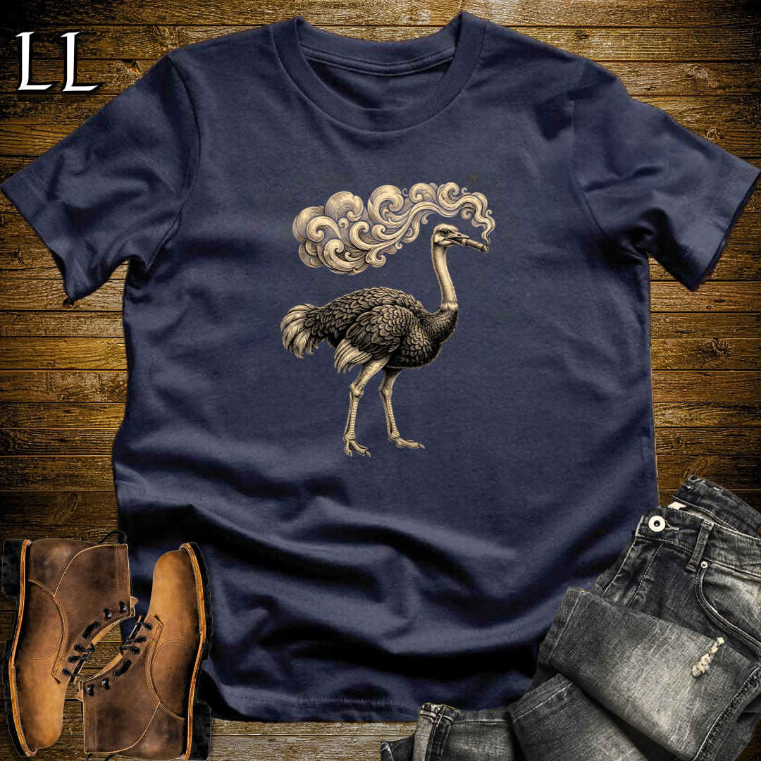 Vintage Cigar Ostrich T-Shirt Navy | Cigar Lover Gift Tee