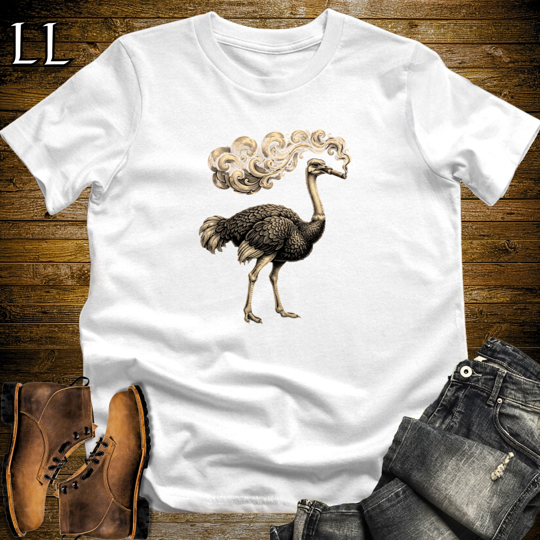 Vintage Cigar Ostrich T-Shirt White | Cigar Lover Gift Tee