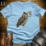 Vintage Cigar Owl T-Shirt Light Blue | Vintage Cigar Lover Tee