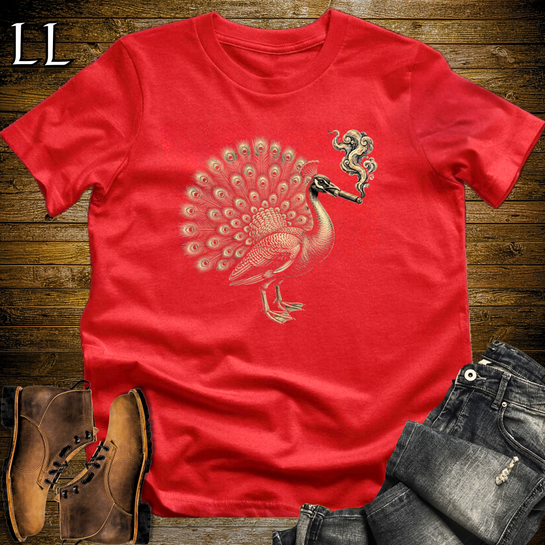 Vintage Cigar Peacock T-Shirt Red | Vintage Cigar Lover Gift Tee