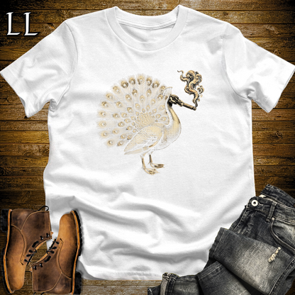 Vintage Cigar Peacock T-Shirt White | Vintage Cigar Lover Gift Tee