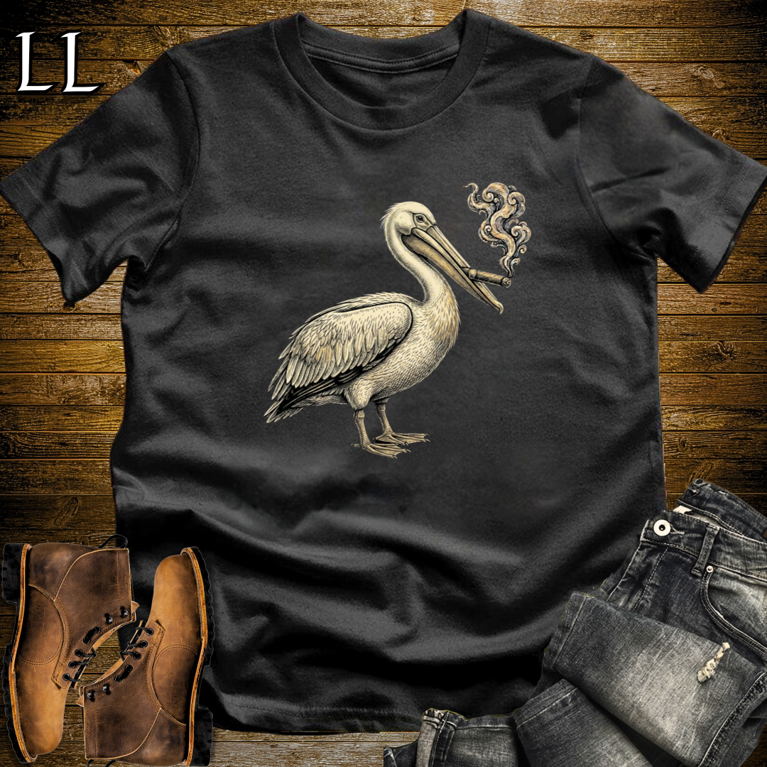Vintage Cigar Pelican T-Shirt Black | Vintage Cigar Bird Lover Gift Tee