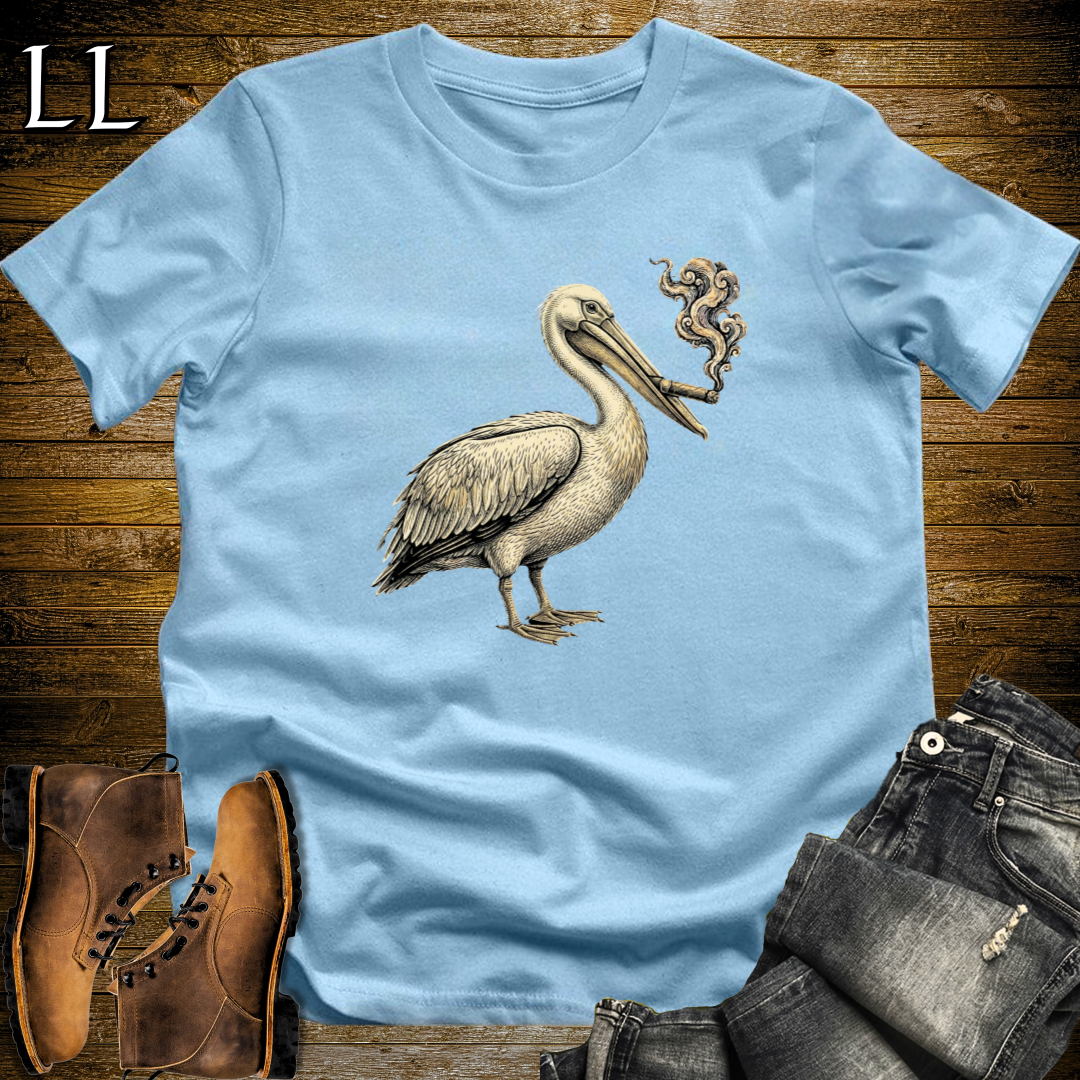 Vintage Cigar Pelican T-Shirt Light Blue | Vintage Cigar Bird Lover Gift Tee