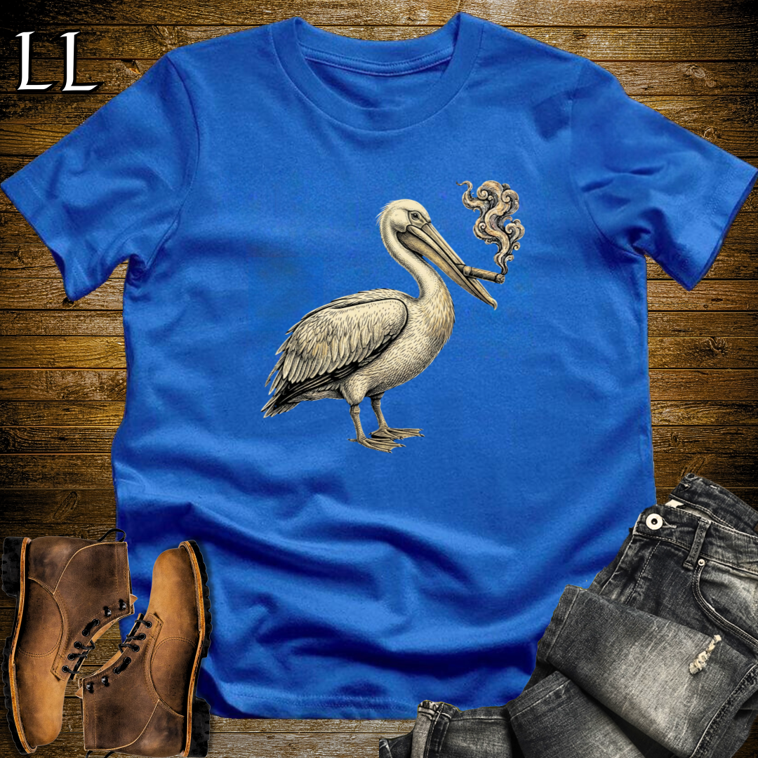 Vintage Cigar Pelican T-Shirt Royal Blue | Vintage Cigar Bird Lover Gift Tee