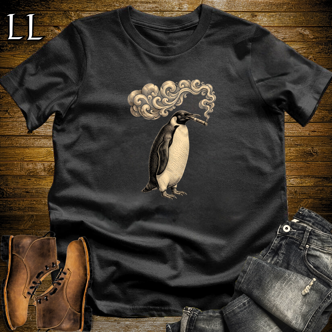 Vintage Cigar Penguin T-Shirt Black | Vintage Cigar Lover Tee