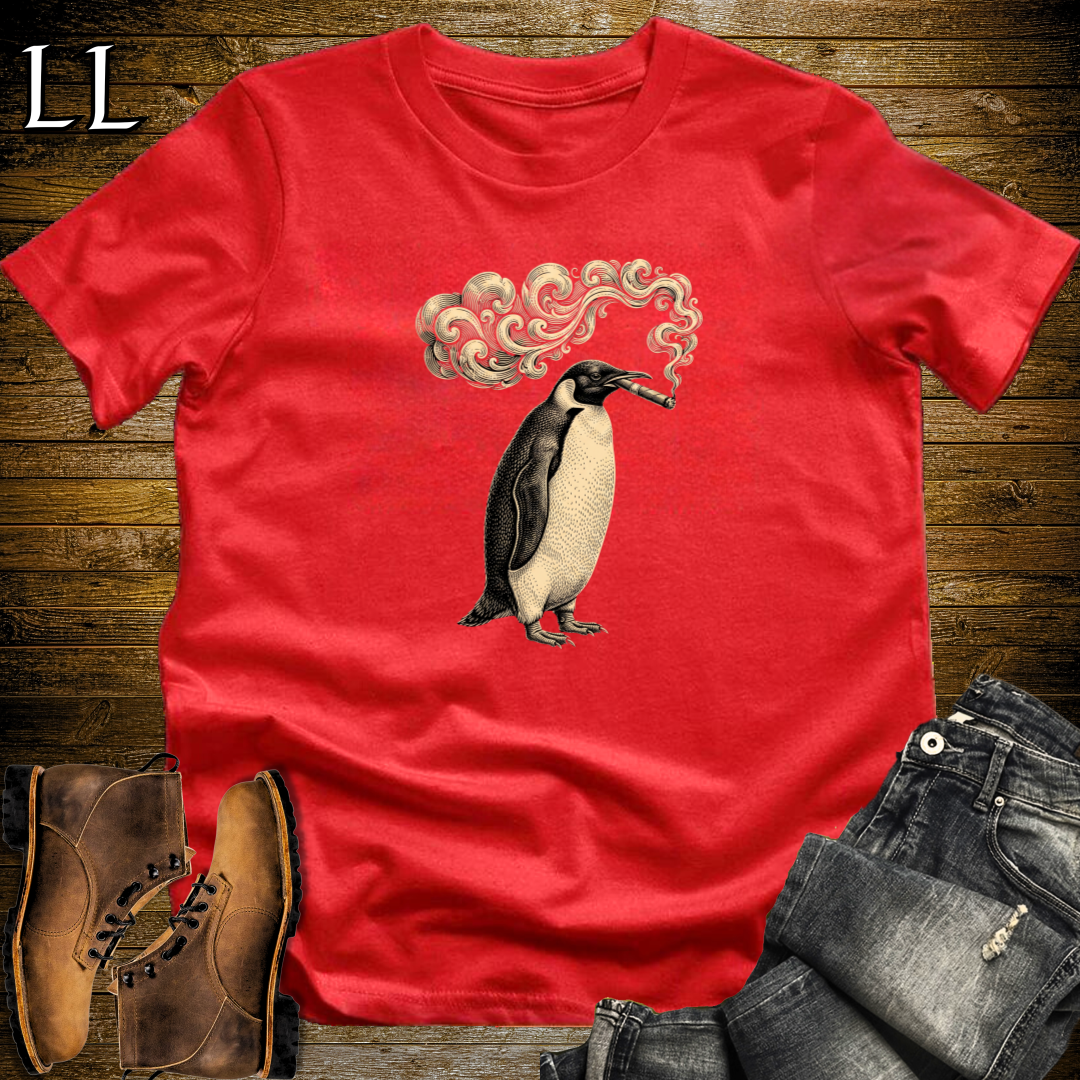 Vintage Cigar Penguin T-Shirt Red | Vintage Cigar Lover Tee