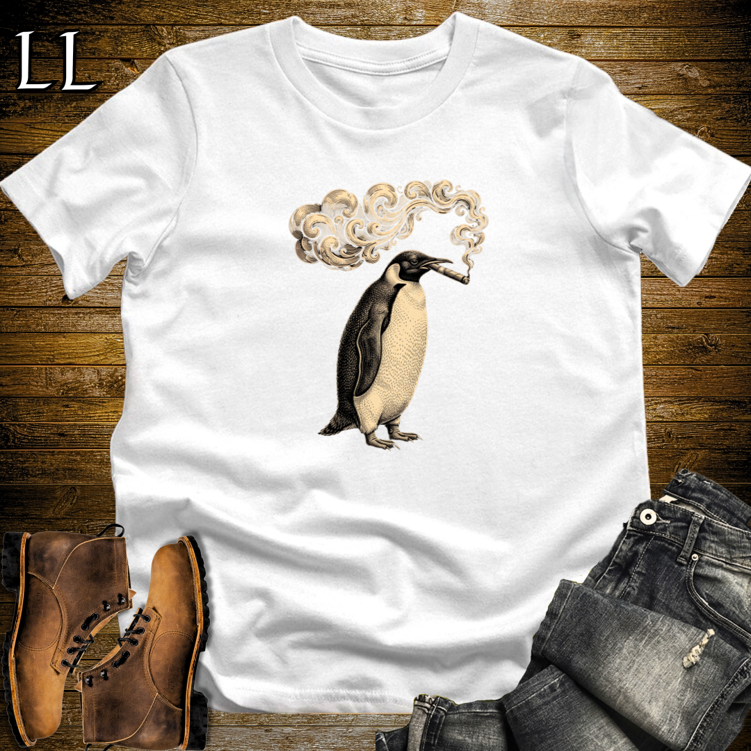 Vintage Cigar Penguin T-Shirt White | Vintage Cigar Lover Tee