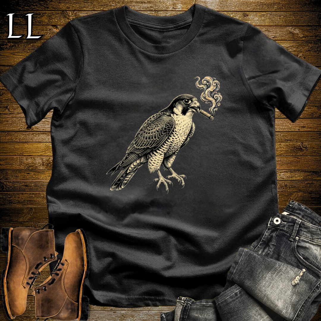 Vintage Cigar Peregrine Falcon T-Shirt Black | Vintage Cigar Bird Lover Gift Tee