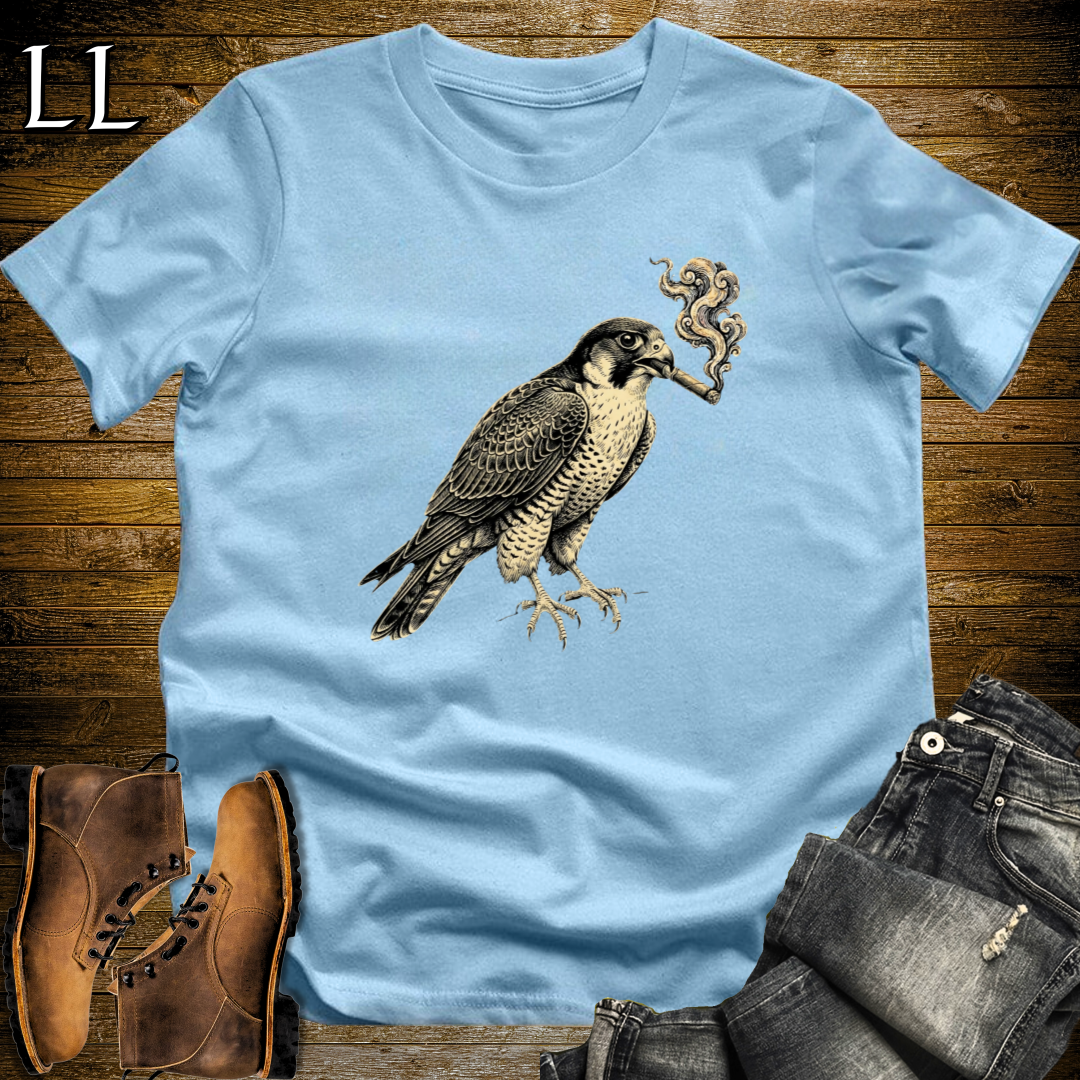 Vintage Cigar Peregrine Falcon T-Shirt Light Blue | Vintage Cigar Bird Lover Gift Tee