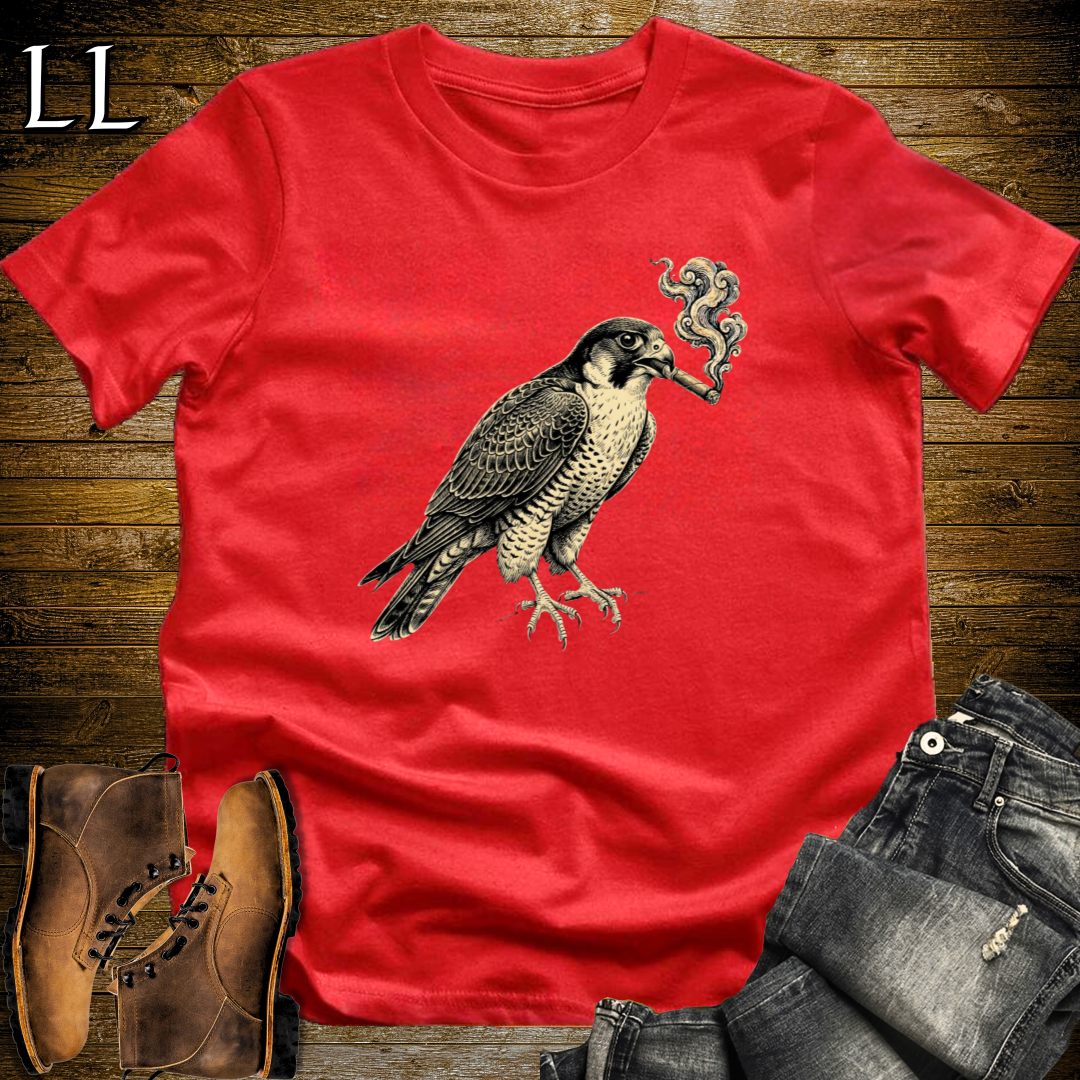 Vintage Cigar Peregrine Falcon T-Shirt Red | Vintage Cigar Bird Lover Gift Tee