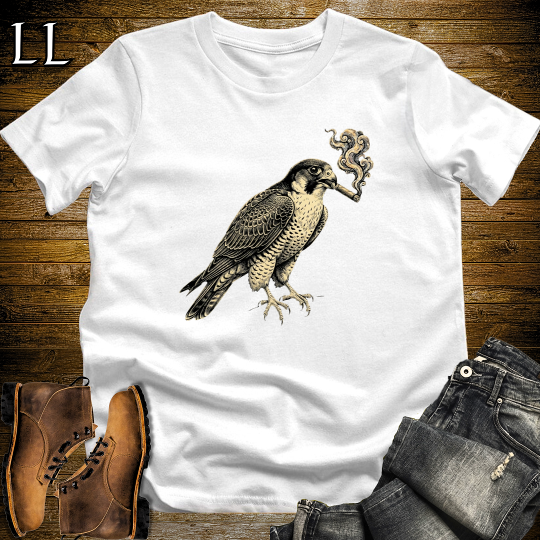 Vintage Cigar Peregrine Falcon T-Shirt White | Vintage Cigar Bird Lover Gift Tee