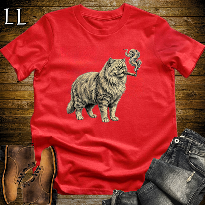 Vintage Cigar Persian Cat T-Shirt Red | Cat Lover Gift