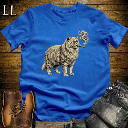 Vintage Cigar Persian Cat T-Shirt Royal Blue | Cat Lover Gift
