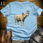 Vintage Cigar Pig T-Shirt Light Blue | Funny Cigar Animal Shirt