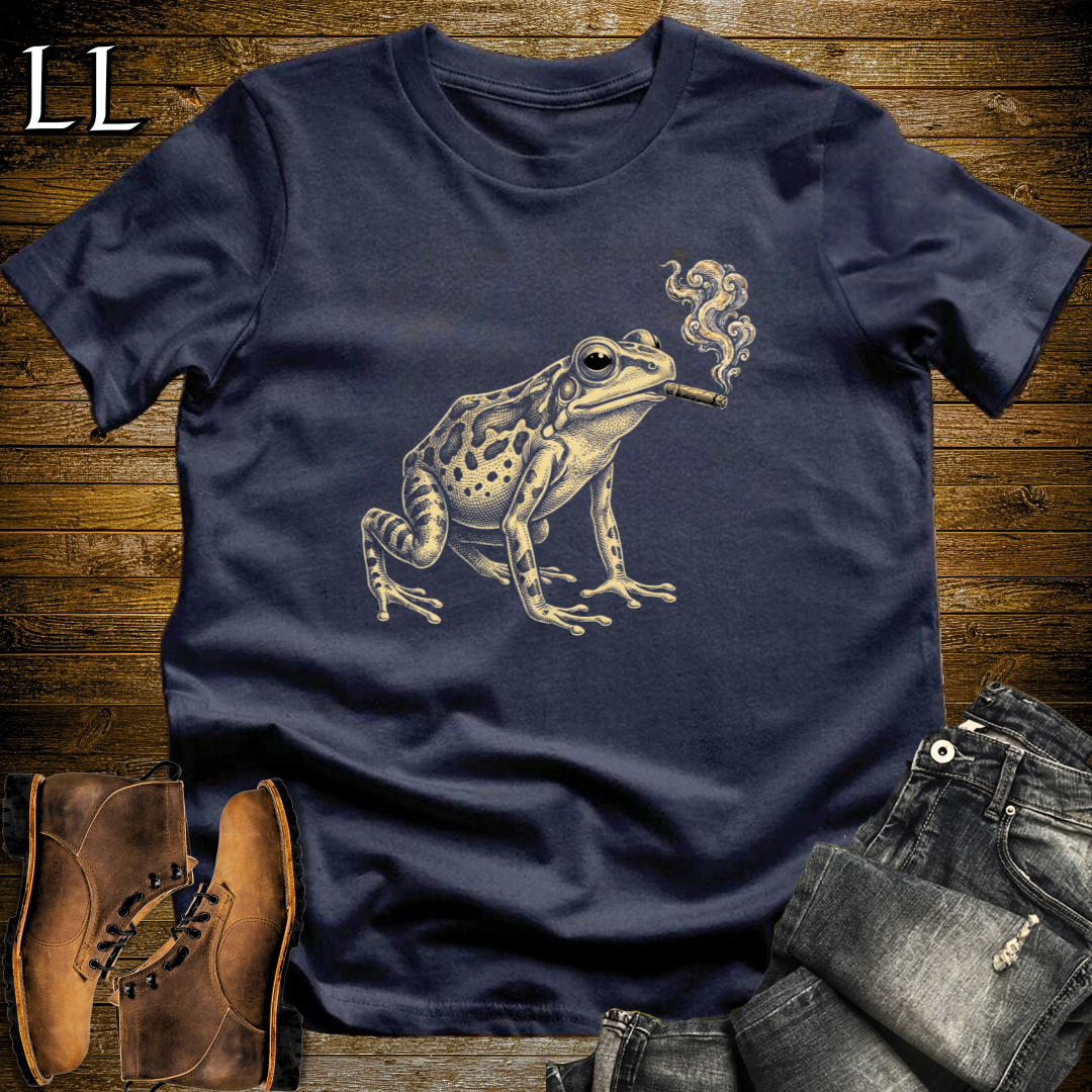 Vintage Cigar Poison Dart Frog T-Shirt Navy | Funny Animal Cigar Gift Tee