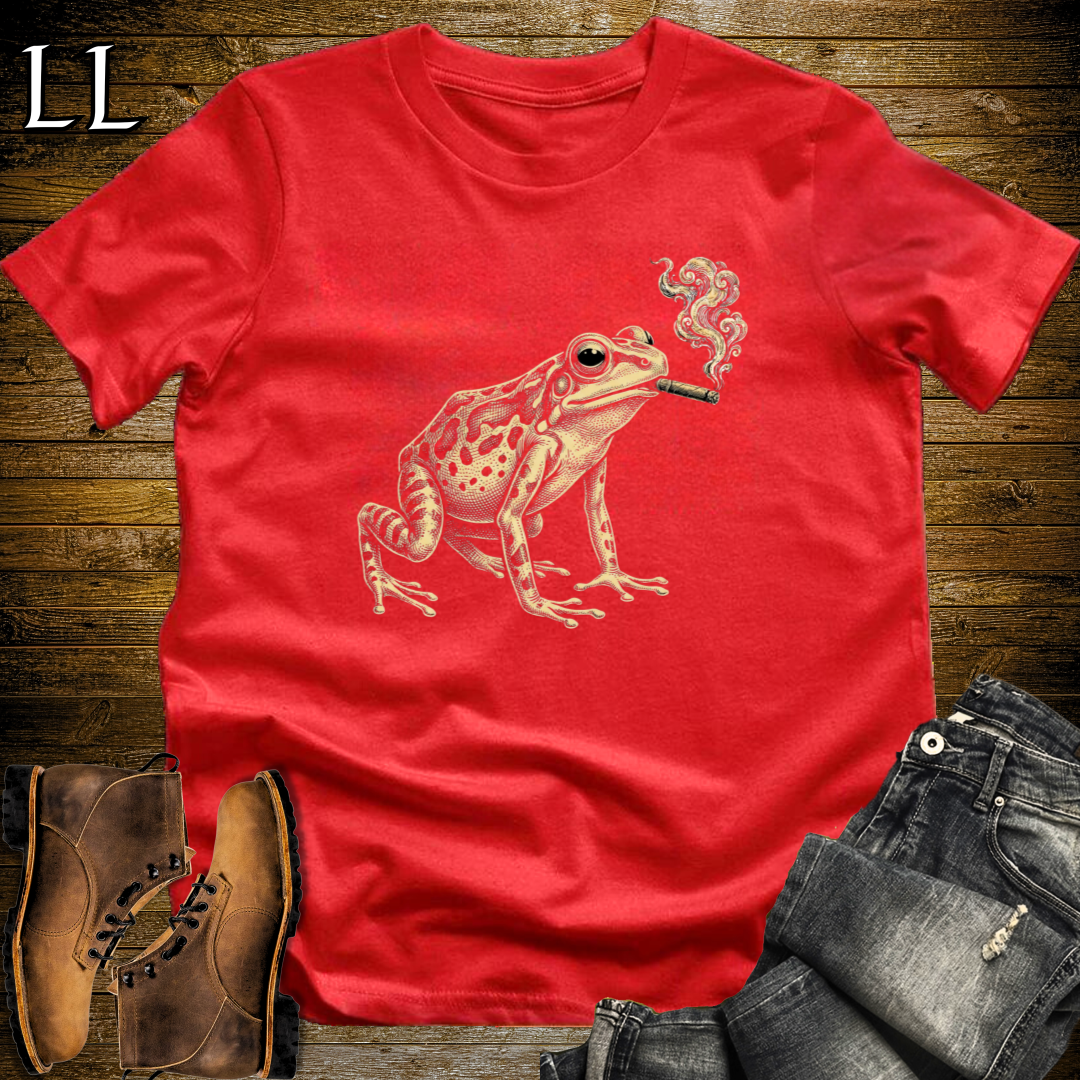 Vintage Cigar Poison Dart Frog T-Shirt Red | Funny Animal Cigar Gift Tee