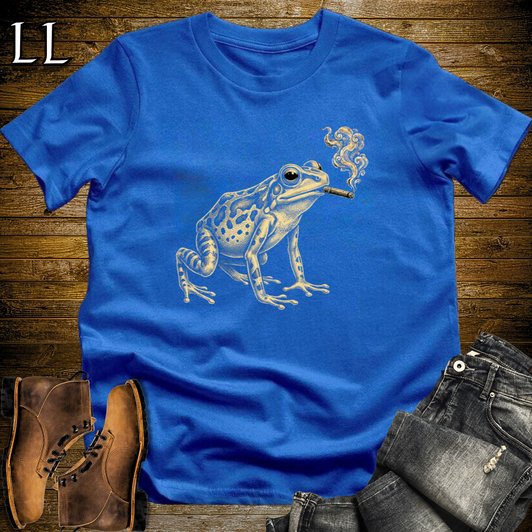 Vintage Cigar Poison Dart Frog T-Shirt Royal Blue | Funny Animal Cigar Gift Tee