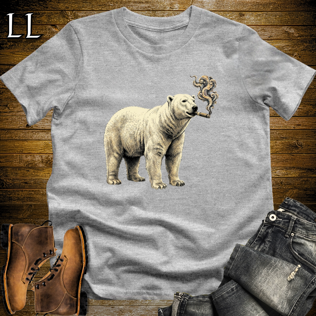 Vintage Cigar Polar Bear T-Shirt Sport Grey | Funny Animal Shirt