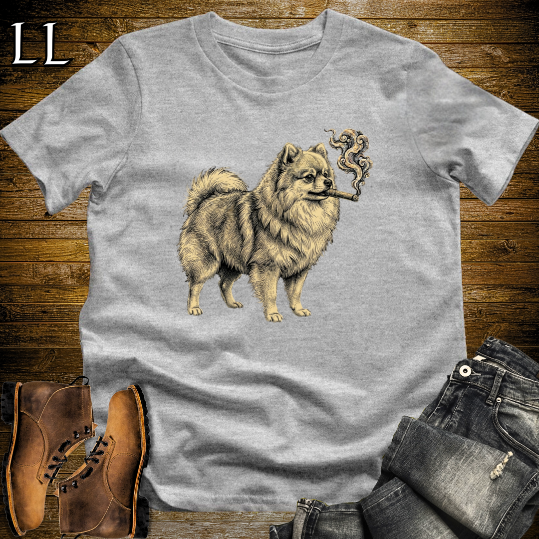 Vintage Cigar Pomeranian T-Shirt Sport Grey | Cigar Dog Lover Gift Tee